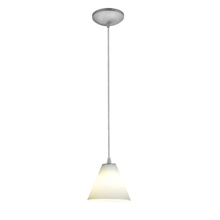 Access Lighting Martini, LED Pendant, Brushed Steel Finish, White Glass 28004-3C-BS/WHT